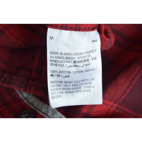 American Rag Red Black Plaid Men's Cotton Button Down Size Medium Fall Western - Picture 5 of 7